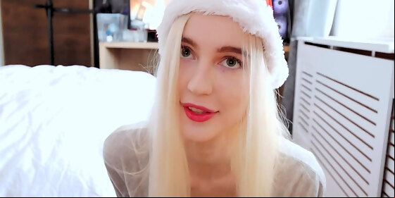 gorgeous blonde gives her boyfriend a special present