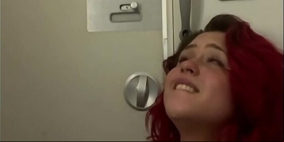cumming in the airplane bathroom