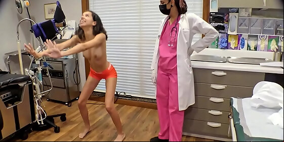 mixed cutie genesis gets 1st ever gyno exam at doctor tampa nurse aria nicole s gloved hands from girlsgonegynocom