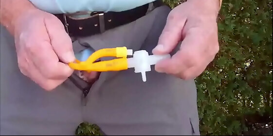 catheter empties bladder at golf course by pinky 396
