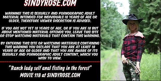 ranch lady self anal fisting in the forest