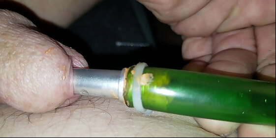 pulling another barbed fitting from my tight pisshole after swapping piss and water into a water bottle 2