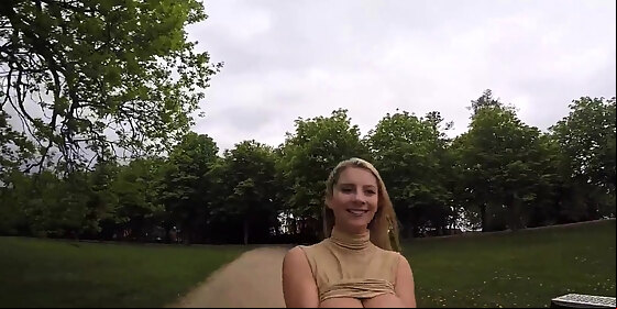 blonde with puffy nipples outdoors